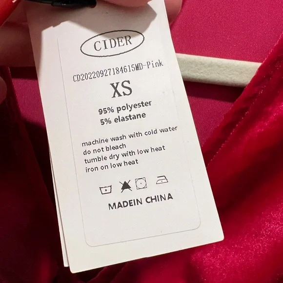 Cider Velvet V-Neck Mini Dress Long Sleeve Pink Size XS - Picture 4 of 11